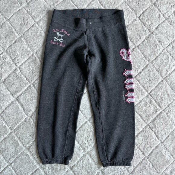 Victoria's Secret PINK | Vintage Grey and Pink Skull Joggers | Size Extra Small - Picture 2 of 12